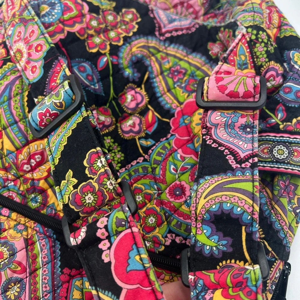 Vera Bradley Quilted Cotton Backpack Black Floral 15